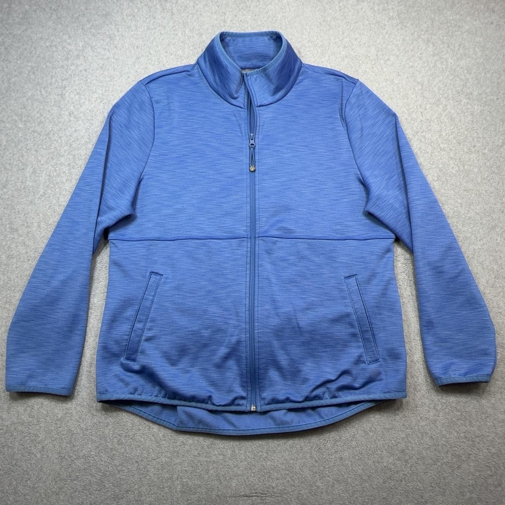 T By Talbots Jacket Womens XL Blue Full Zip Fleece Stretch Athletic Pockets Logo